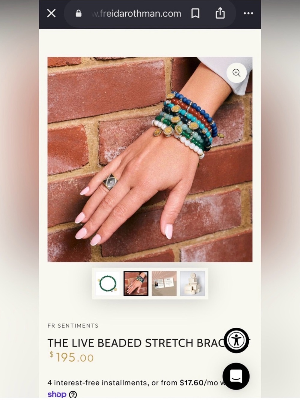 Freida Rothman Sentiment Amazonite Faith Stretch Bead Bracelet. - Picture 7 of 7